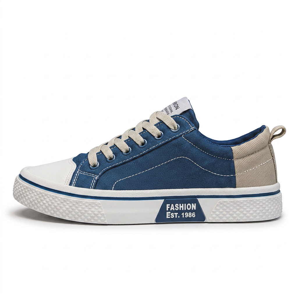 Retroglide — Canvas Court Sneaker met grafische zool